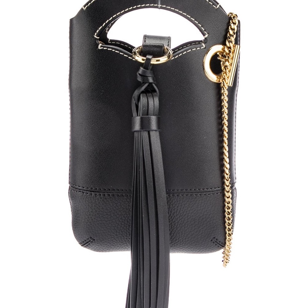 Chloe Black Mini Walden Bag with Gold Chain and Tassel